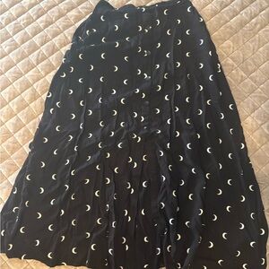 Hot Topic Black Maxi Skirt with Moon Pattern